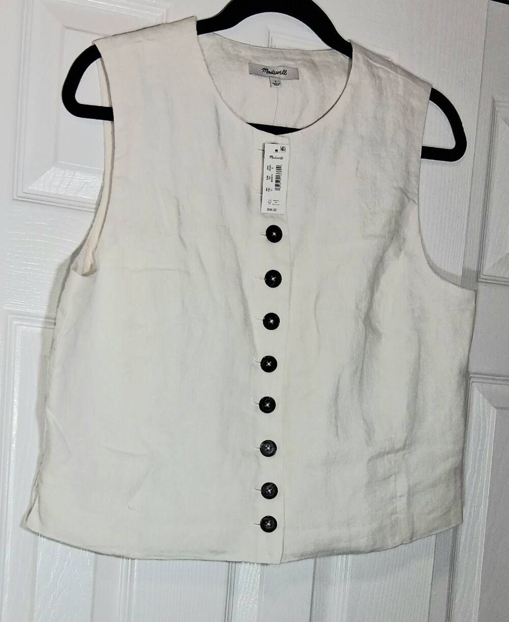 Madewell womens medium cream white boxy shirt top button front